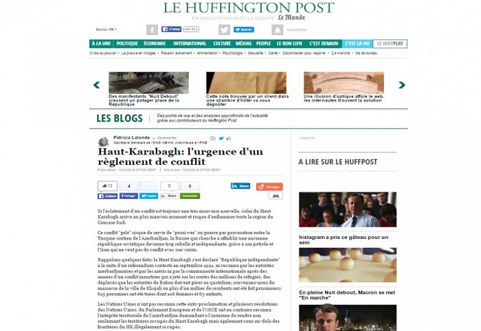 “Le Huffington Post“ : : Bergkarabach ist interanational anerkanntes Gebiet Aserbaidschans